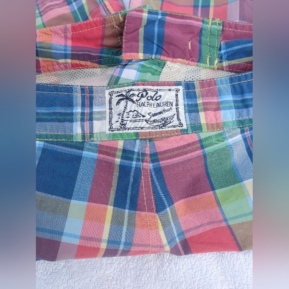 POLO Ralph Lauren Preppy Plaid Yellow Embroidery Pony Swim Trunks Shorts M 34 - Picture 8 of 11